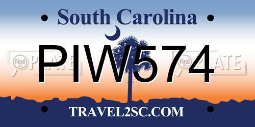 PIW574 South Carolina License Plate