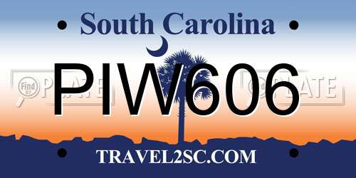 PIW606 South Carolina License Plate
