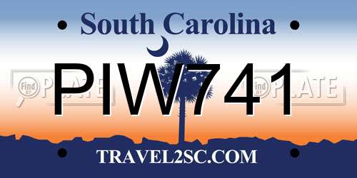 PIW741 South Carolina License Plate