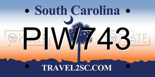 PIW743 South Carolina License Plate