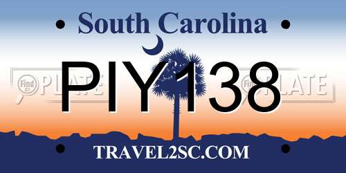 PIY138 South Carolina License Plate
