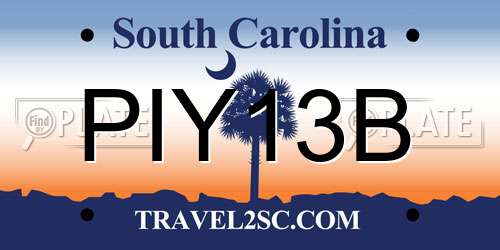 PIY13B South Carolina License Plate