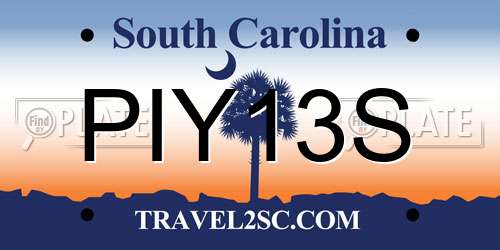 PIY13S South Carolina License Plate