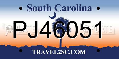 PJ46051 South Carolina License Plate