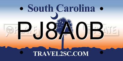 PJ8A0B South Carolina License Plate
