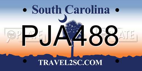 PJA488 South Carolina License Plate