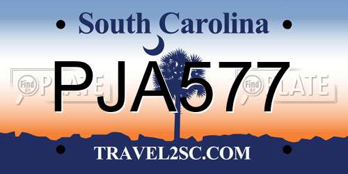 PJA577 South Carolina License Plate