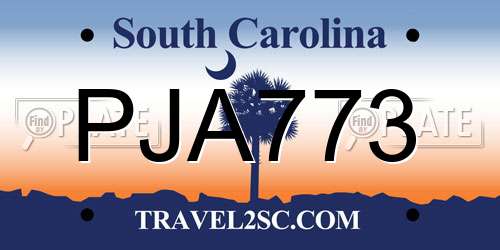 PJA773 South Carolina License Plate