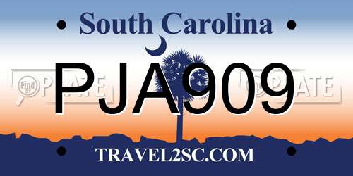 PJA909 South Carolina License Plate