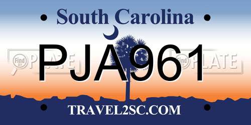 PJA961 South Carolina License Plate