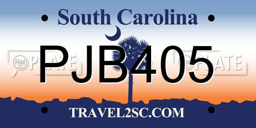PJB405 South Carolina License Plate