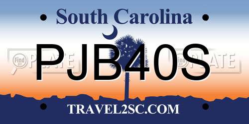 PJB40S South Carolina License Plate