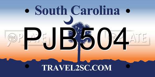 PJB504 South Carolina License Plate