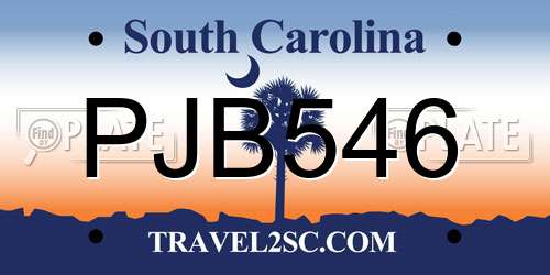 PJB546 South Carolina License Plate