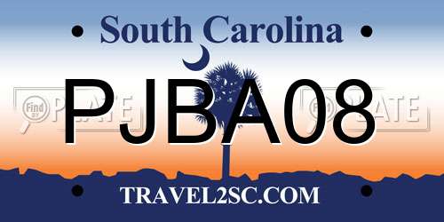 PJBA08 South Carolina License Plate