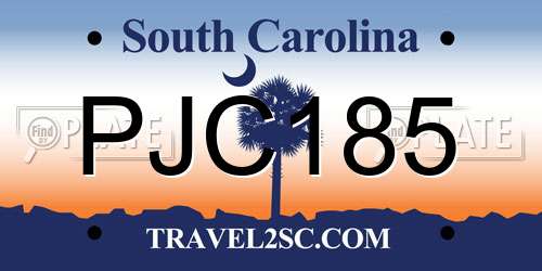 PJC185 South Carolina License Plate