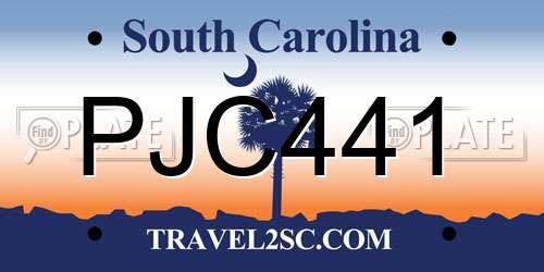 PJC441 South Carolina License Plate
