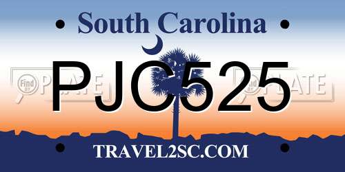 PJC525 South Carolina License Plate