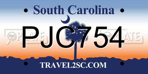 PJC754 South Carolina License Plate