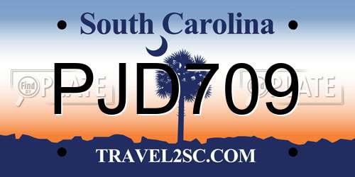 PJD709 South Carolina License Plate