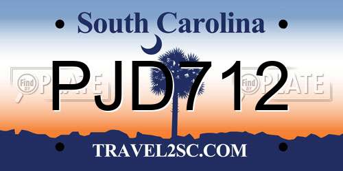 PJD712 South Carolina License Plate