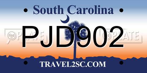 PJD902 South Carolina License Plate