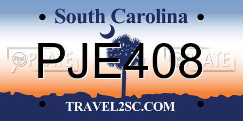 PJE408 South Carolina License Plate