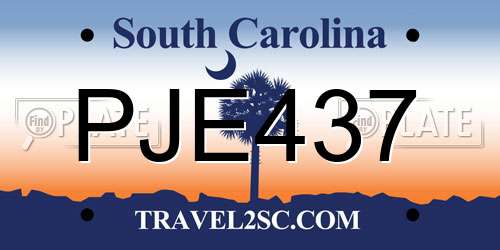 PJE437 South Carolina License Plate