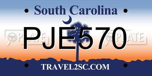PJE570 South Carolina License Plate