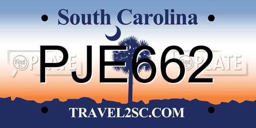 PJE662 South Carolina License Plate