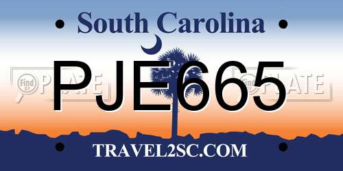 PJE665 South Carolina License Plate