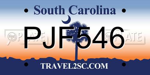 PJF546 South Carolina License Plate