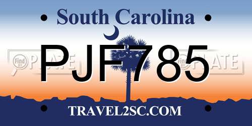 PJF785 South Carolina License Plate