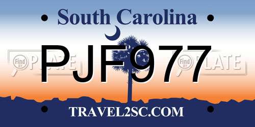 PJF977 South Carolina License Plate