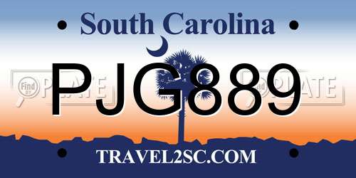 PJG889 South Carolina License Plate