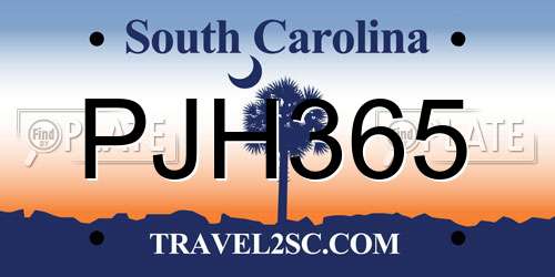 PJH365 South Carolina License Plate