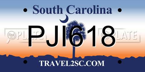 PJI618 South Carolina License Plate