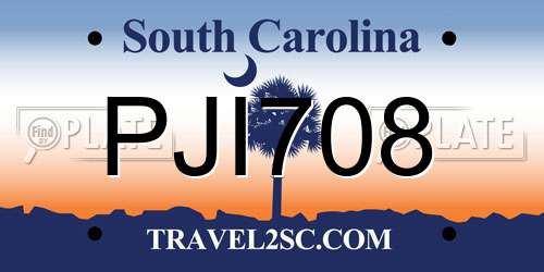 PJI708 South Carolina License Plate