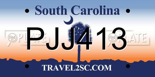 PJJ413 South Carolina License Plate
