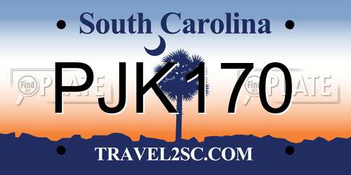 PJK170 South Carolina License Plate