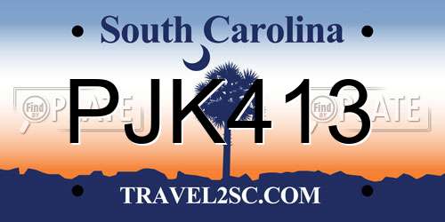 PJK413 South Carolina License Plate