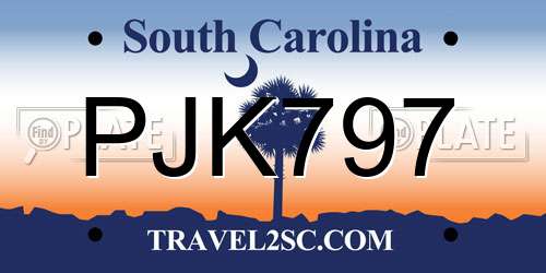 PJK797 South Carolina License Plate