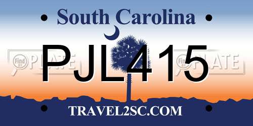 PJL415 South Carolina License Plate