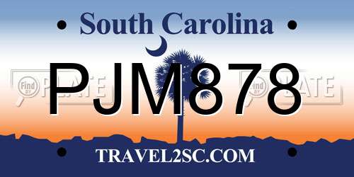 PJM878 South Carolina License Plate