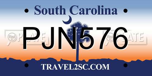 PJN576 South Carolina License Plate