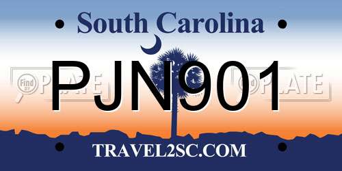 PJN901 South Carolina License Plate
