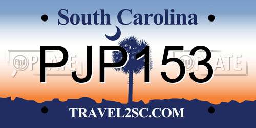 PJP153 South Carolina License Plate