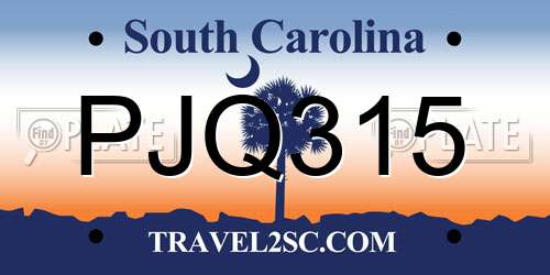 PJQ315 South Carolina License Plate