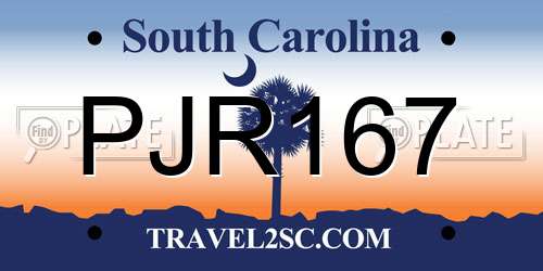 PJR167 South Carolina License Plate
