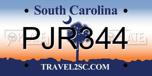 PJR344 South Carolina License Plate